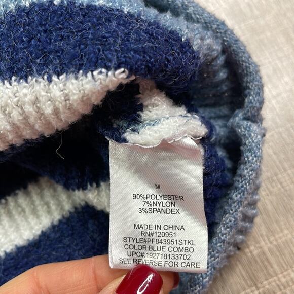 PINK REPUBLIC Blue Striped Round Neck Long Sleeve Pullover Sweater - Picture 5 of 8